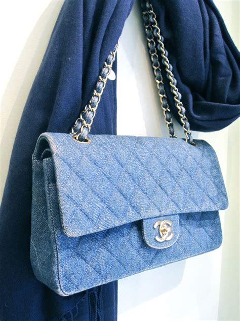 chanel blue jean purse|Chanel denim shoulder bag.